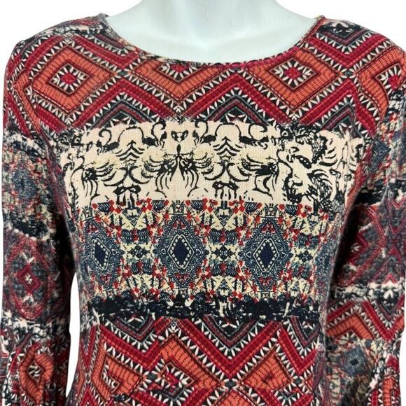 Holding Horses Anthropologie Bell Flare Sleeve Dress Mini Fit Flare Red Print M - Picture 5 of 16